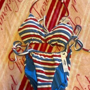 Pink Victoria Secret velour striped bikini